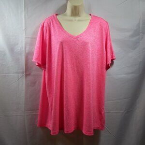 Ideology Womens Athletic Fitness Shirt Top Plus Size 3X Short Sleeve V-Neck Pink